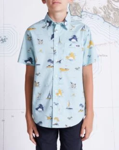Salty Crew Lay Day Boys Aqua S/S Woven