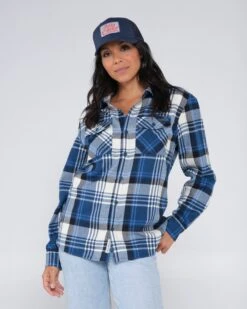 Salty Crew Long Haul Denim Flannel 8 Salty Crew Long Haul Denim Flannel -Salty Crew 21435039W DNM 3