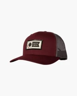 Salty Crew Topstitch Black/Burgundy Retro Trucker