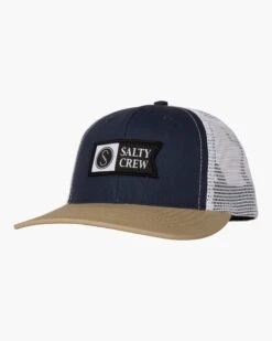 Salty Crew Pinnacle Boys Navy/Tan Retro Trucker