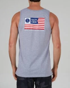 Salty Crew Freedom Flag Athletic Grey Tank