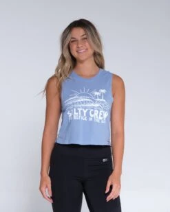 Salty Crew Shorebreak Marine Blue Cropped Muscle Tank