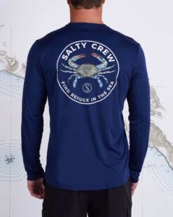 Salty Crew Blue Crabber Navy L/S Sunshirt -Salty Crew t3qFe0ds