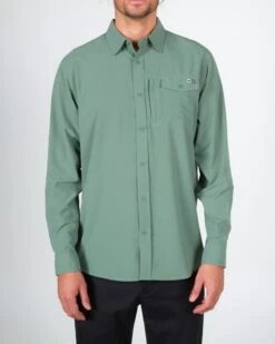 Salty Crew Winward Vintage Military L/S Perforated Tech Woven